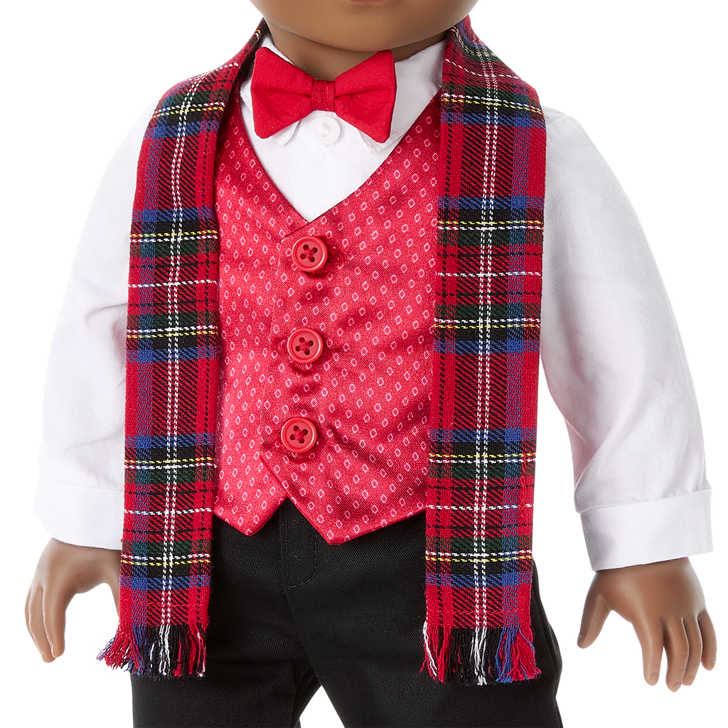 Pop of Plaid Holiday Outfit for 18-inch Dolls